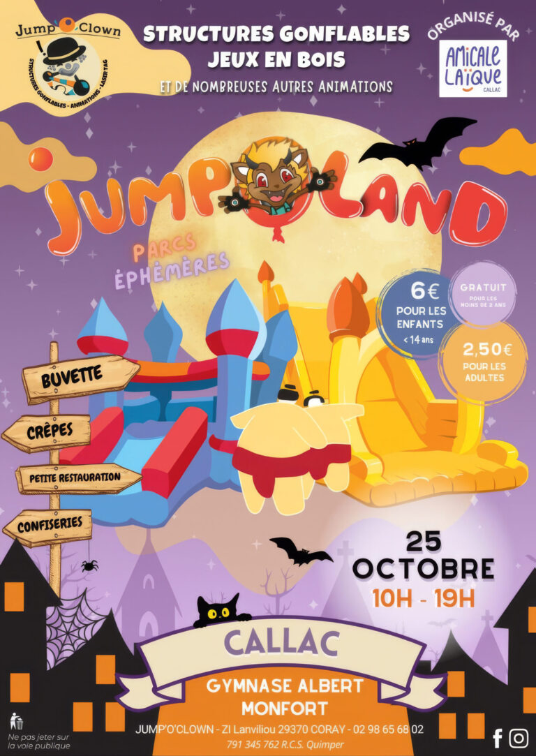 Jumpoland : structures gonflables, jeux en bois et animations, organisé par l’Amicale Laïque de Callac.